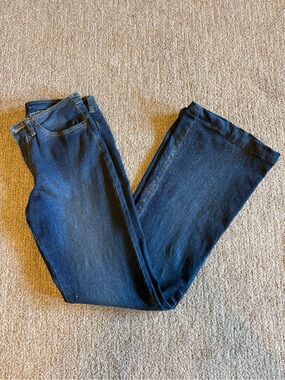 Women’s Dark Blue Glitter Wide-Leg Jeans - Flare Style